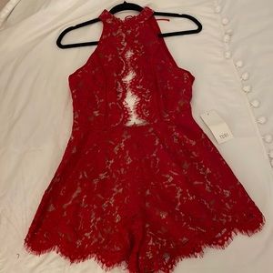 Red laced romper
